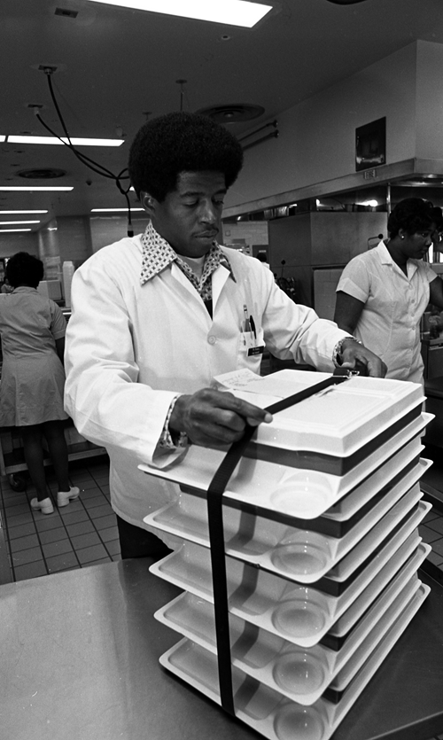 1974: Meal preparation at Wake Memorial Hospital.