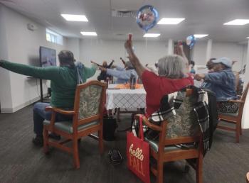 White Oak Friendship Cafe clients participate in group excercise