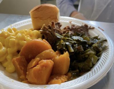 Full festive plate of food
